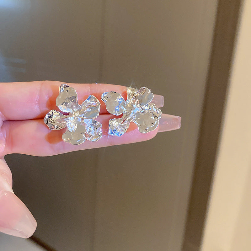 Orecchini a Nappa Geometrici Minimalisti in Metallo Placcato con Perni in Argento Sterling