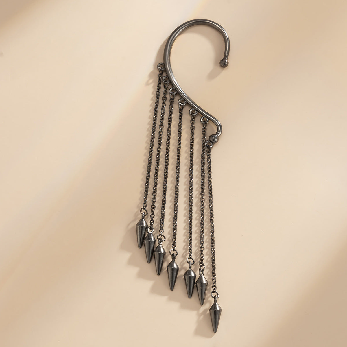 Sweet Geometric Alloy Plated Pearl Tassel Ear Cuff for Women