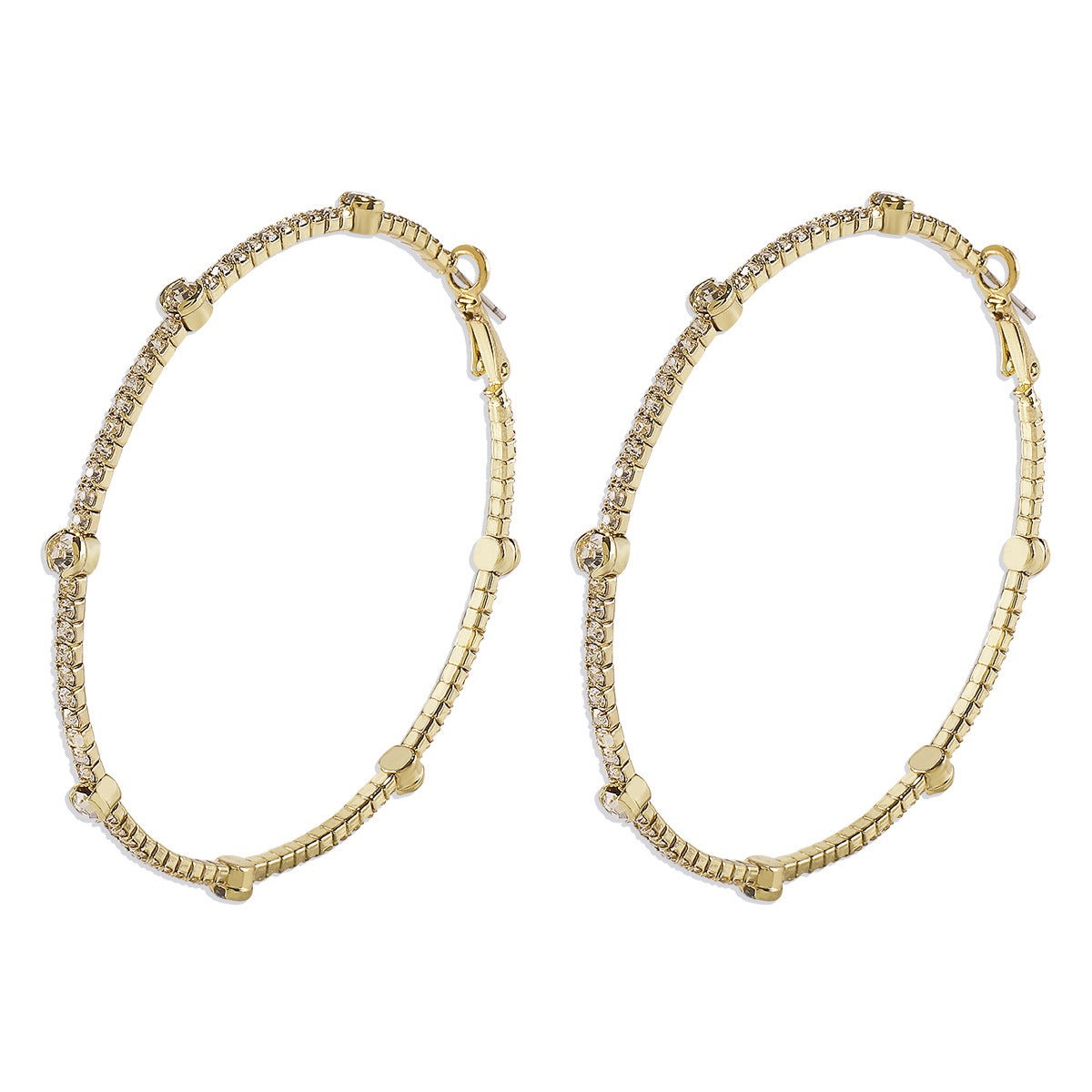 Pendientes de Aro Edgy Geométricos Circulares de Aleación con Incrustaciones de Pedrería y Baño de Oro para Mujer