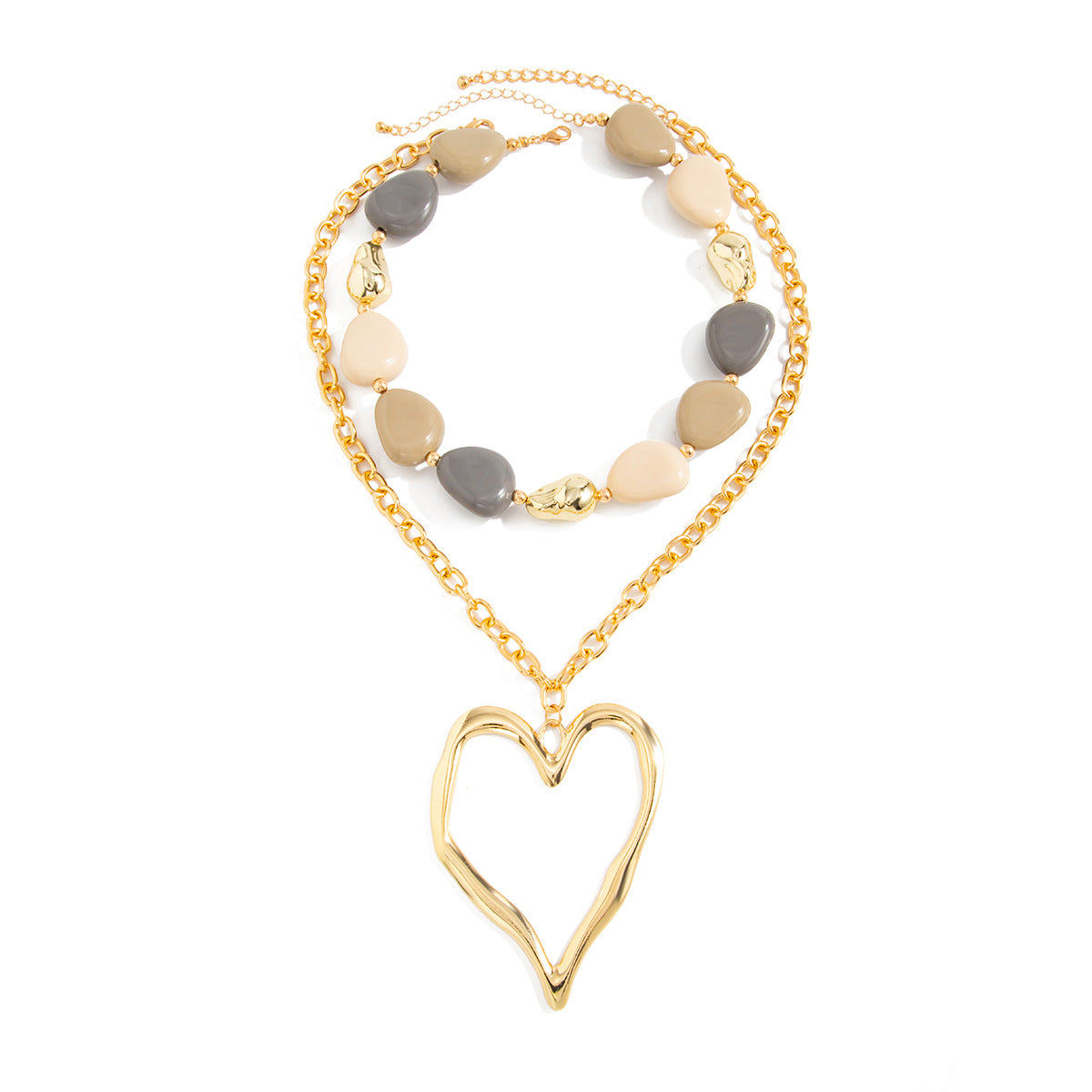 Sweet Punk Exaggerated Heart Resin Zinc Alloy Plated Necklace for Women