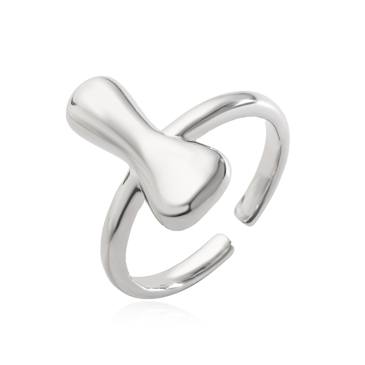 Minimalist Geometric Copper Ring with Real Gold Plating Featuring Alphabet Letters for Women