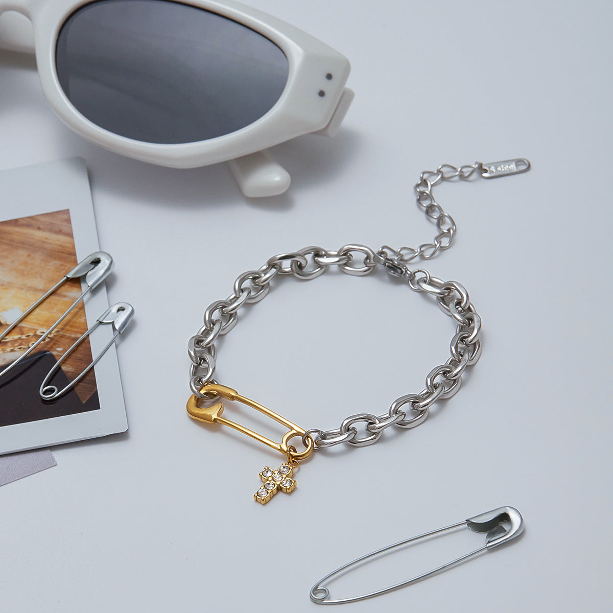 Minimalist Geometric Stainless Steel Plated Bracelet for Women