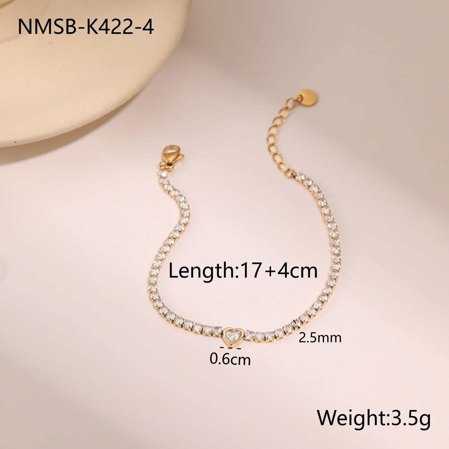 Fashionable Geometric Titanium Steel Bracelet with Zircon Inlay, Electroplated Stainless Steel Luxury Women's Hand Jewelry