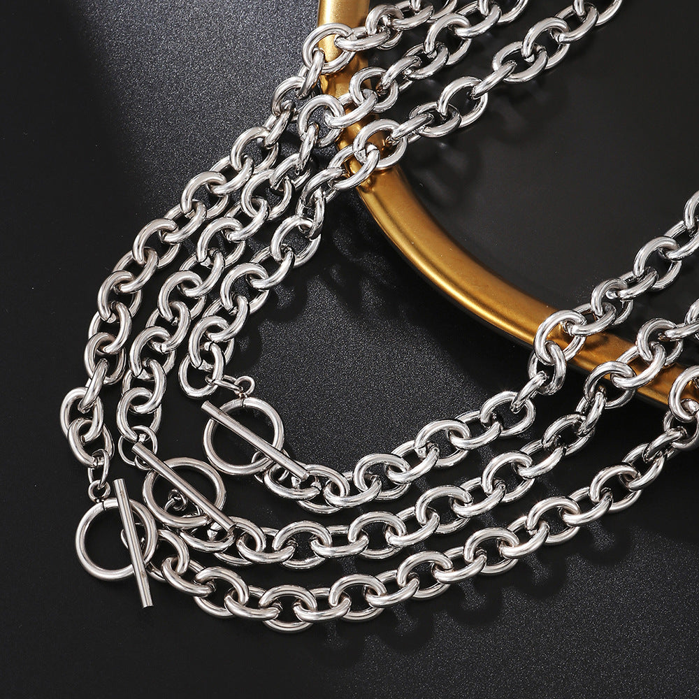Minimalist Streetwear Hip-hop Geometric Round Stainless Steel Necklace Unisex Cable Chain
