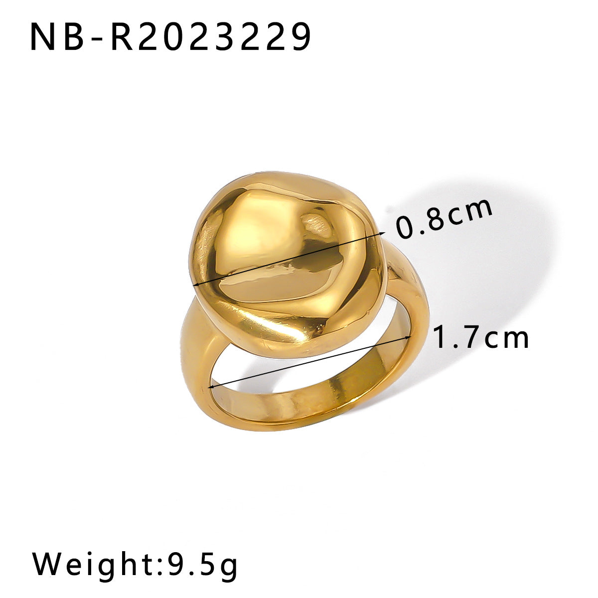 Minimalist Geometric Heart-Shaped Stainless Steel Ring with 18K Gold Plating for Women and Men