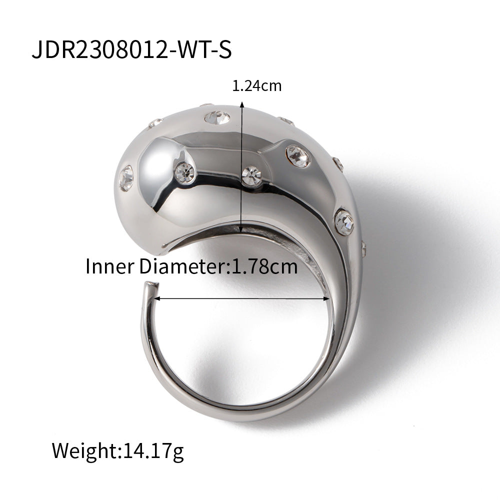 Anillo Abierto Geométrico de Moda Bañado en Oro de 18K Acero Inoxidable Joyería de Moda para Mujer