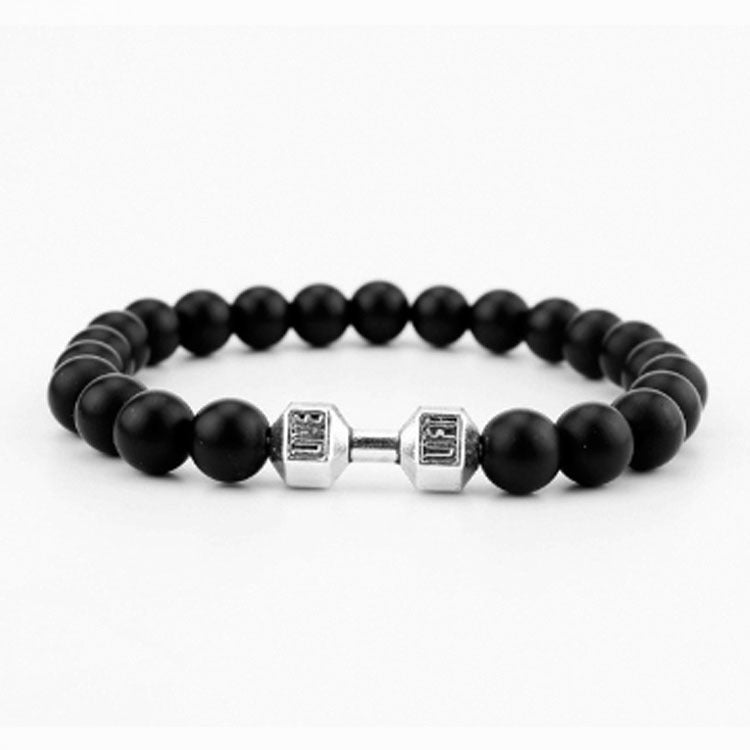 Matte Geometric Alloy Bracelet Unisex Volcanic Stone Energy Beads