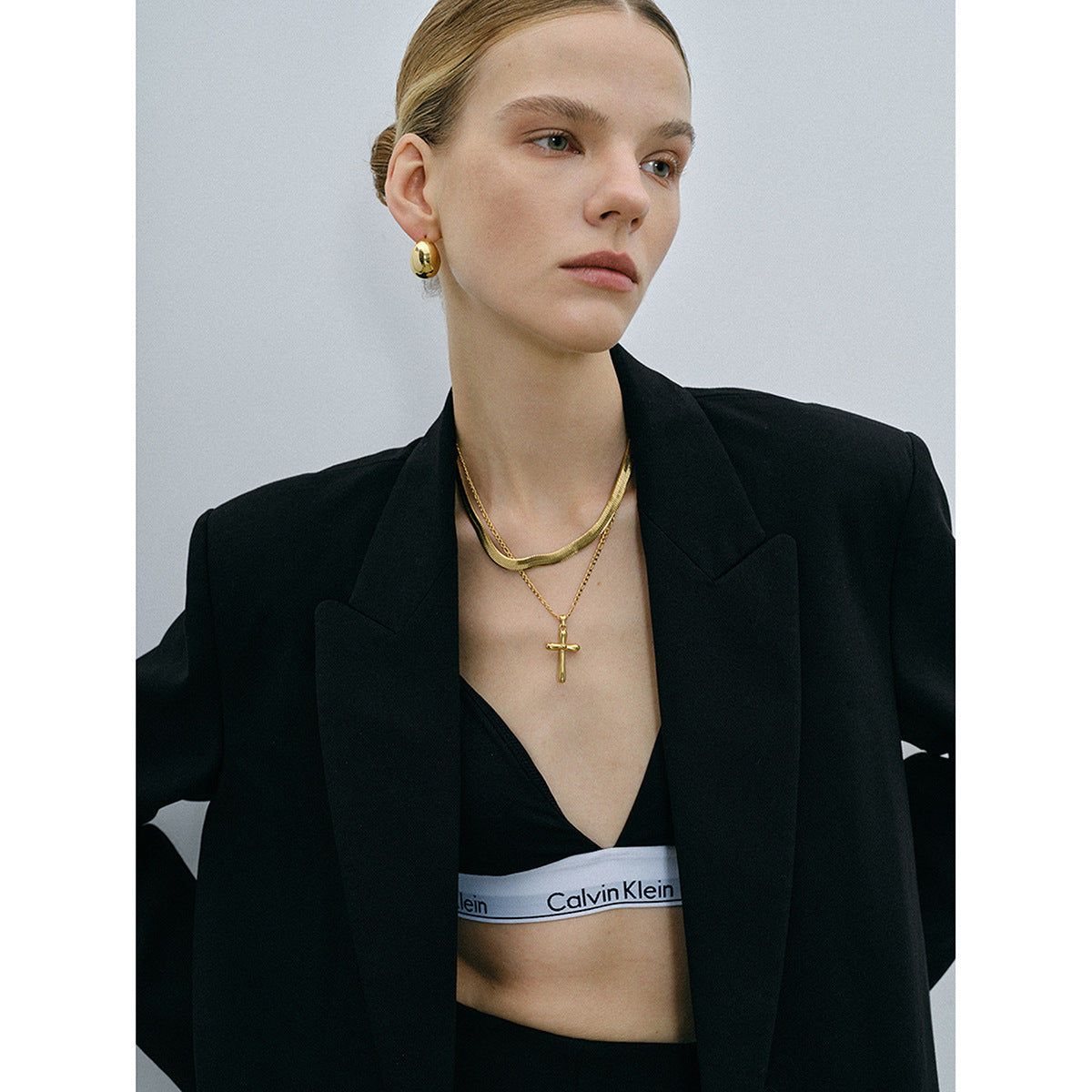 Minimalist 18K Gold Plated Cross Stainless Steel Titanium Steel Necklace