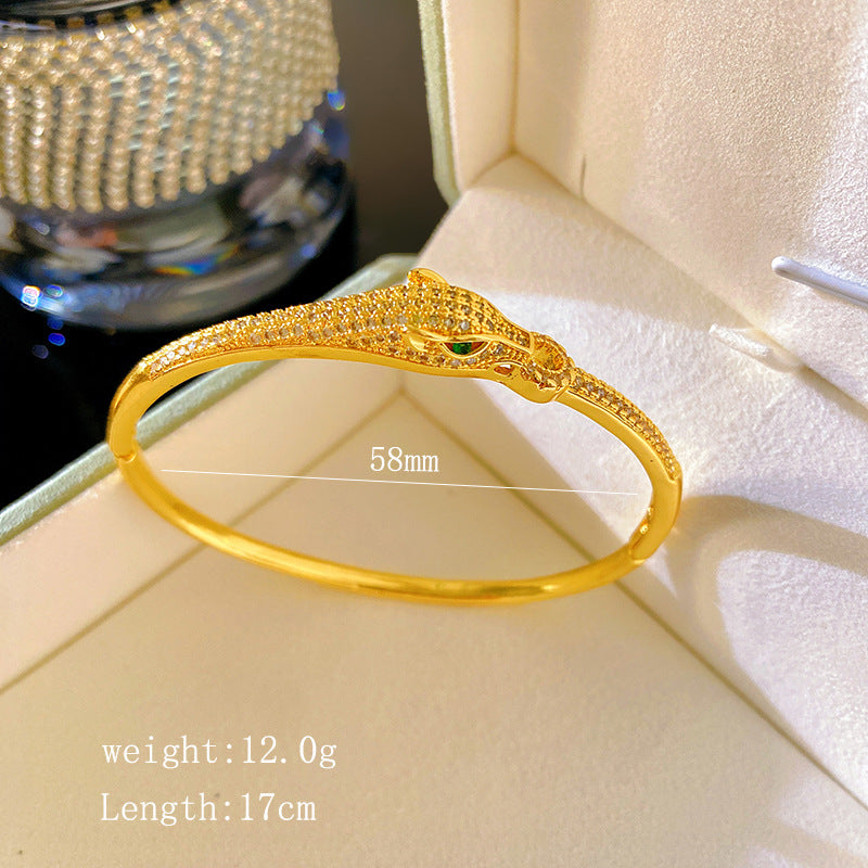 Vintage Snake Shape Cubic Zirconia Inlaid Titanium Steel Plated Snake Chain Bracelet