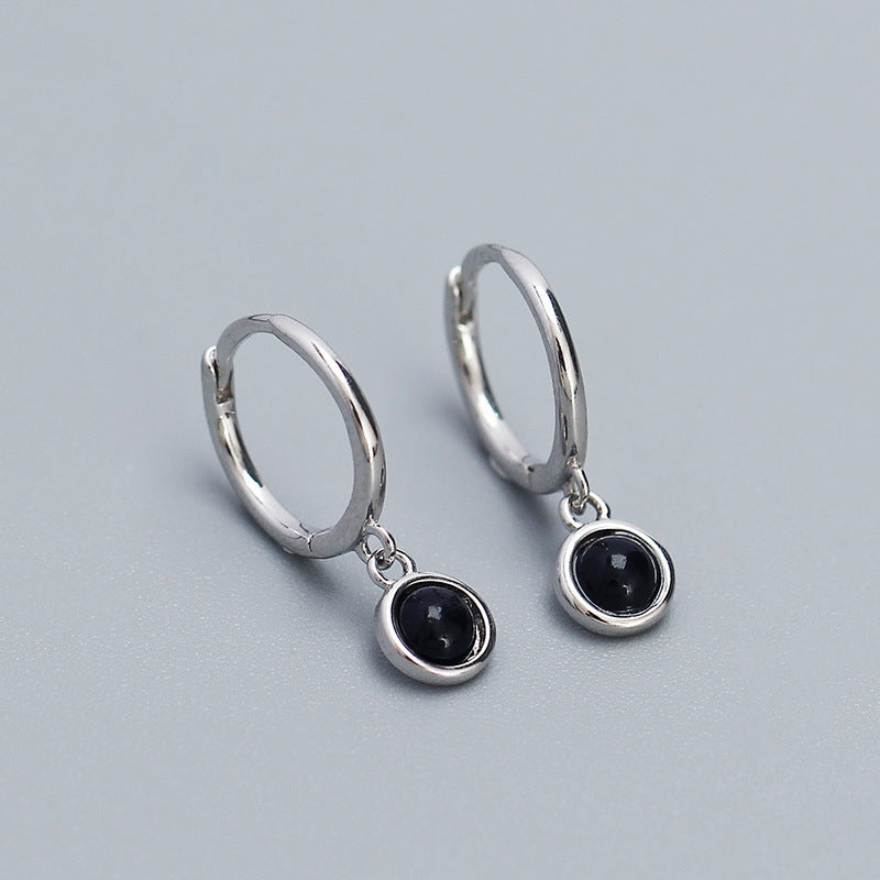 Orecchini pendenti da donna geometrici e minimalisti in argento sterling S925 con pietra di luna sintetica, agata e turchese