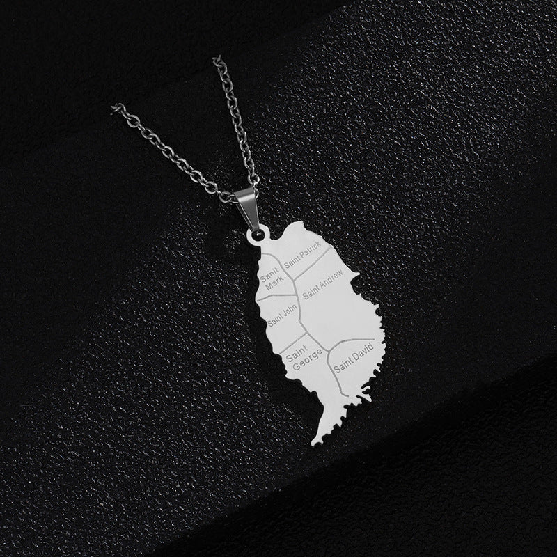 Collana con ciondolo in acciaio al titanio smaltato geometrico etnico per donna e uomo con catena a maglie in acciaio inossidabile