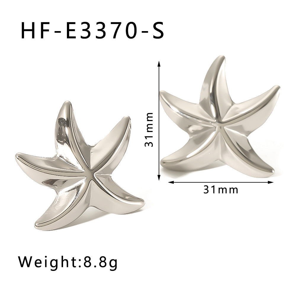 Minimalist Stainless Steel Star-Shaped Earrings with 18K Gold Plating for Women Ocean-Inspired Geometric Animal Design