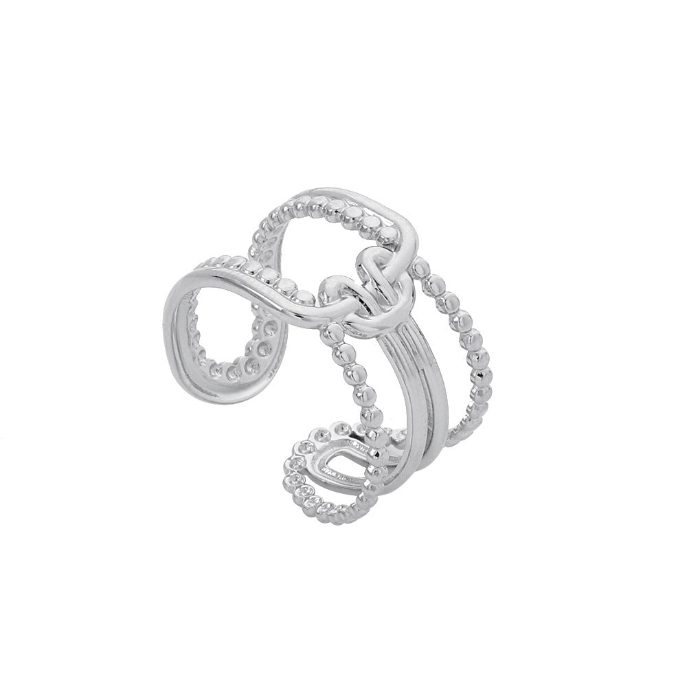 Geometric Plated Stainless Steel Ring Unisex