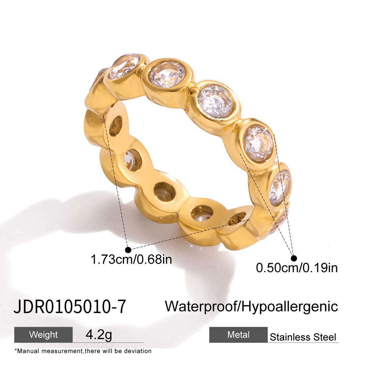 Elegant Geometric Heart Stainless Steel PVD Gold Plated Cubic Zirconia Ring for Women