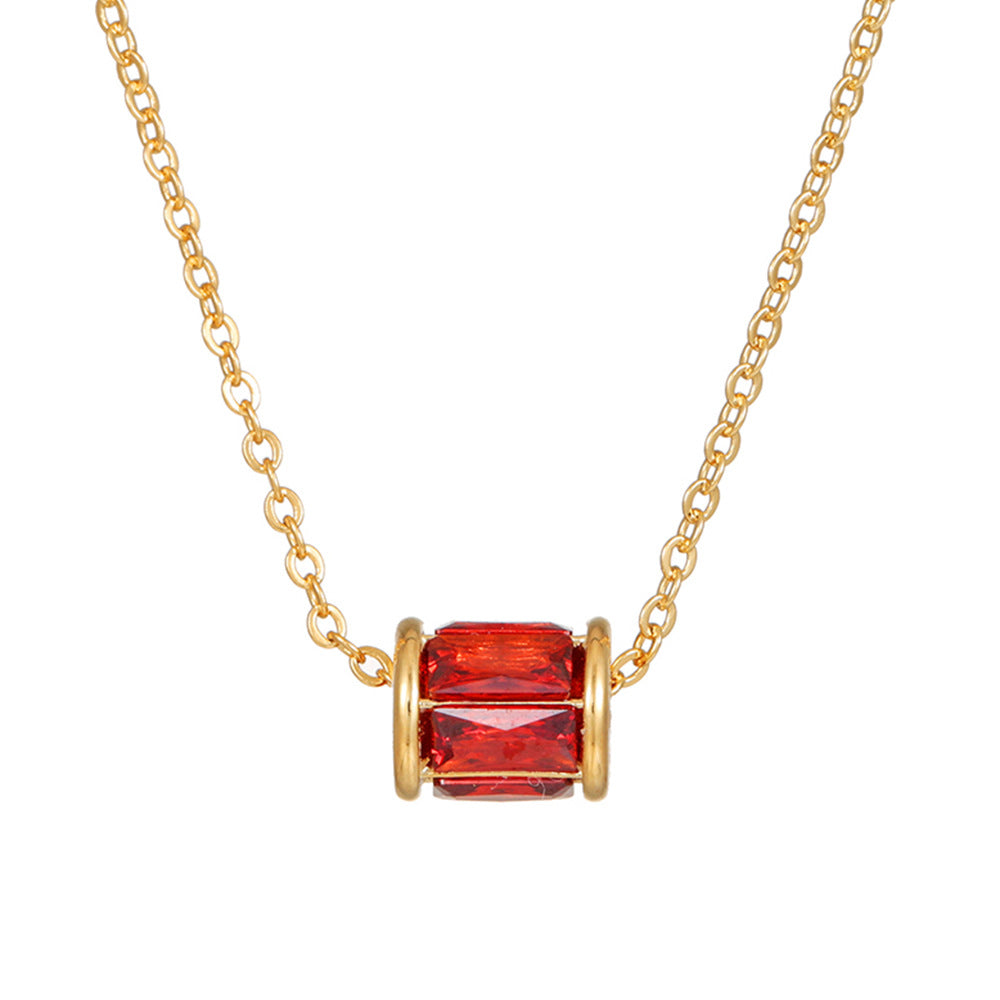 Minimalist Geometric Copper Plated Gold Diamonite Pendant Necklace with O-Chain for Women