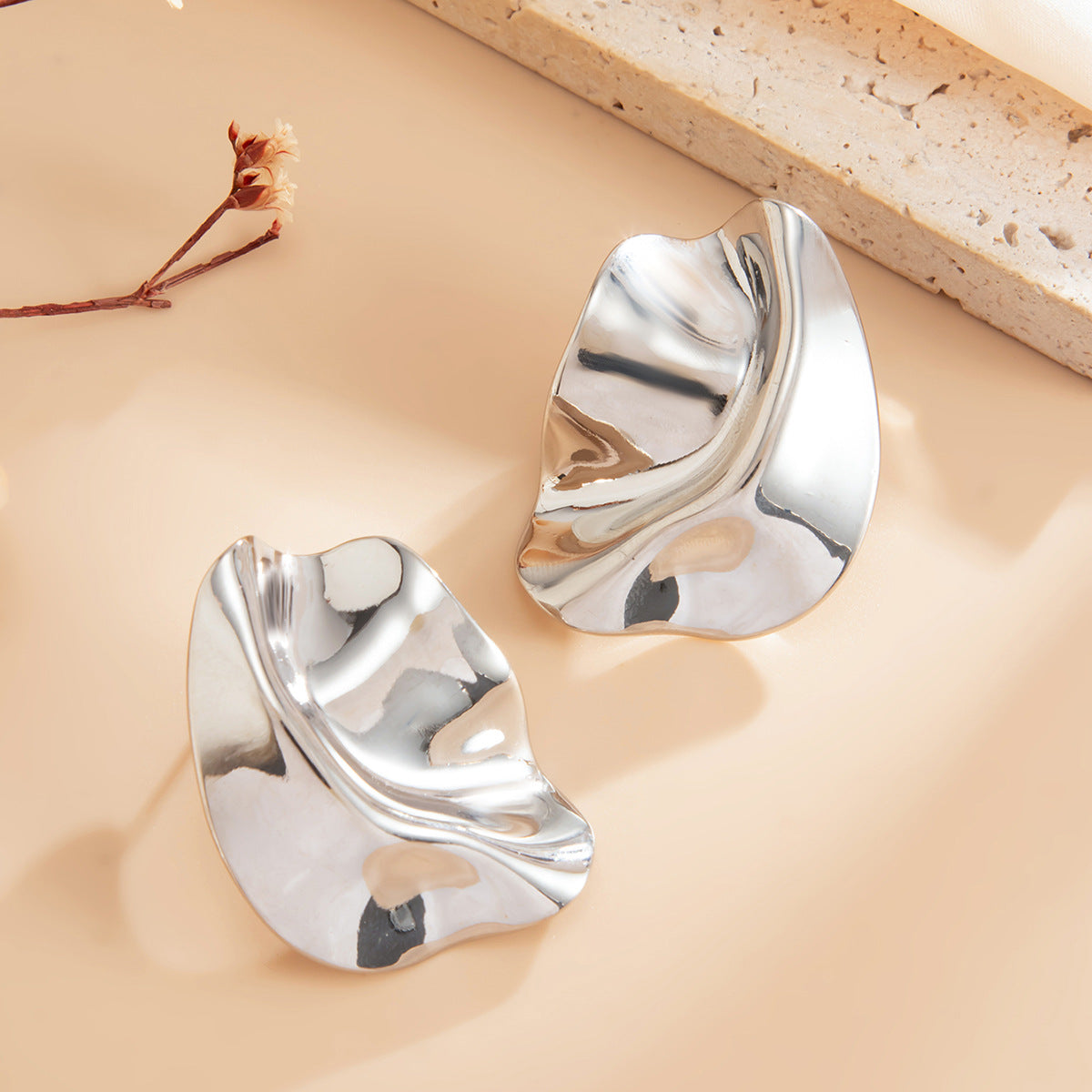 Minimalist Geometric Irregular Plated Iron Earrings for Women