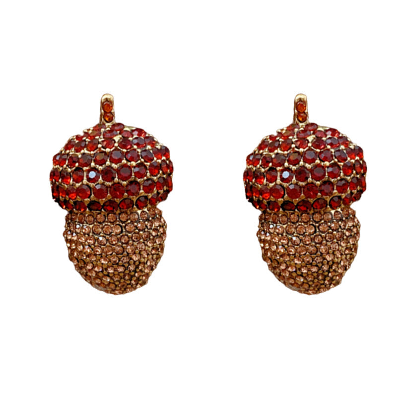 Vintage Pineapple Pendant Necklace Set with Rhinestone Inlay in Alloy for Women Featuring Clavicle Chain and Matching Earrings
