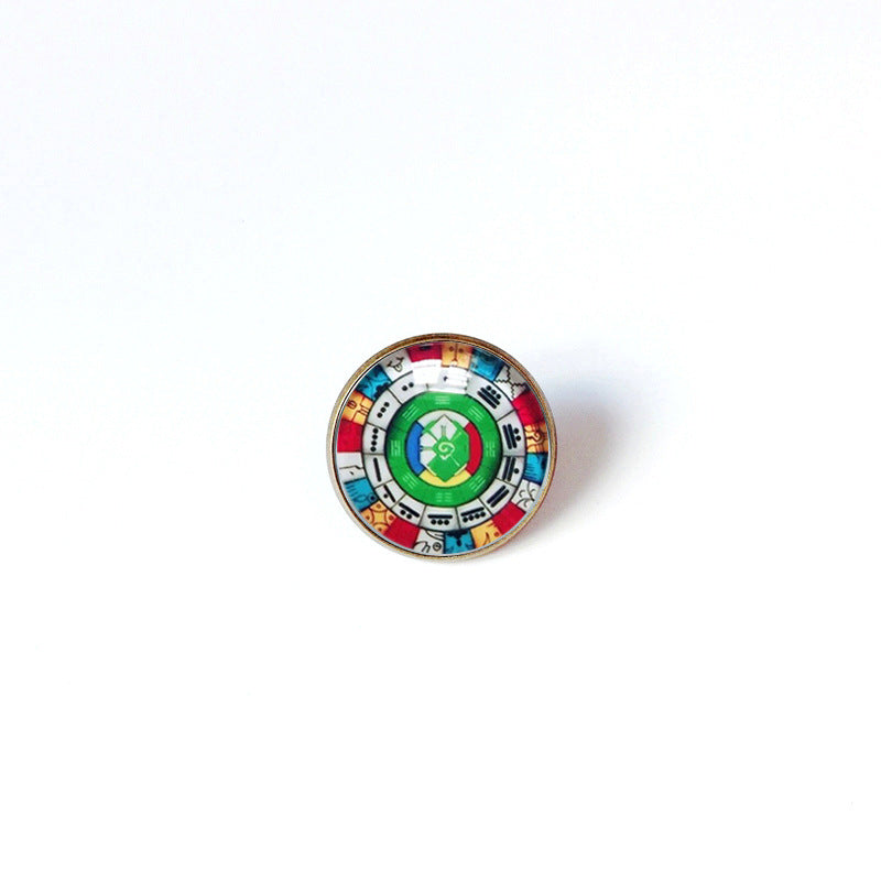 Broche floral vintage bohemio de mandala en latón con acabado chapado para mujeres y hombres