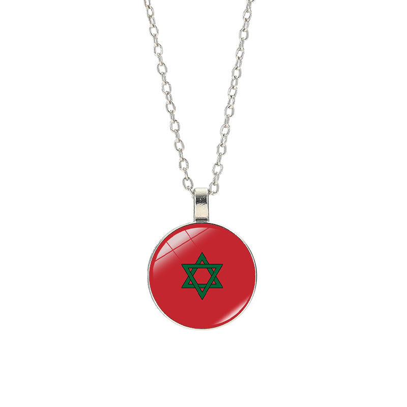 Sporty Geometric Alloy Plated Necklace with Crystal Pendant Unisex Cable Chain
