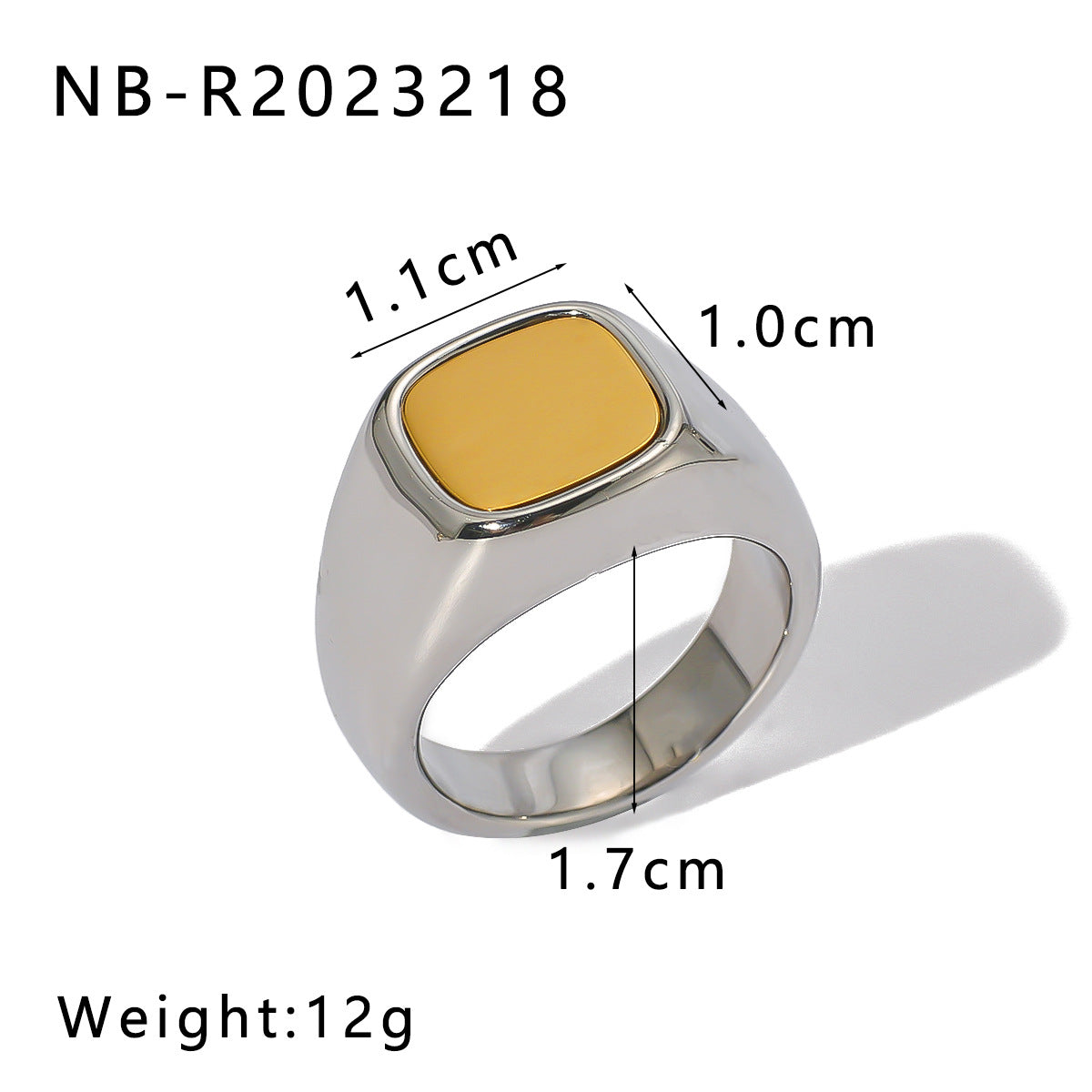 Geometric Stainless Steel Ring with 18K Gold Plating for Men and Women, Adjustable Band, Minimalist Modern Design