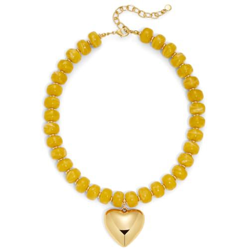 Vintage Bohemian Heart Resin Acrylic Pendant Necklace for Women