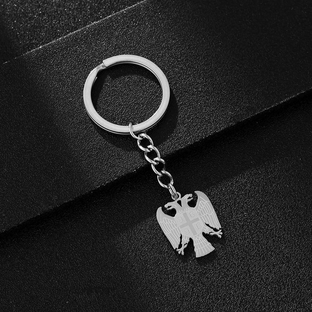 Collar con Colgante de Águila Estilo Étnico y Llavero de Acero Inoxidable para Hombres y Mujeres