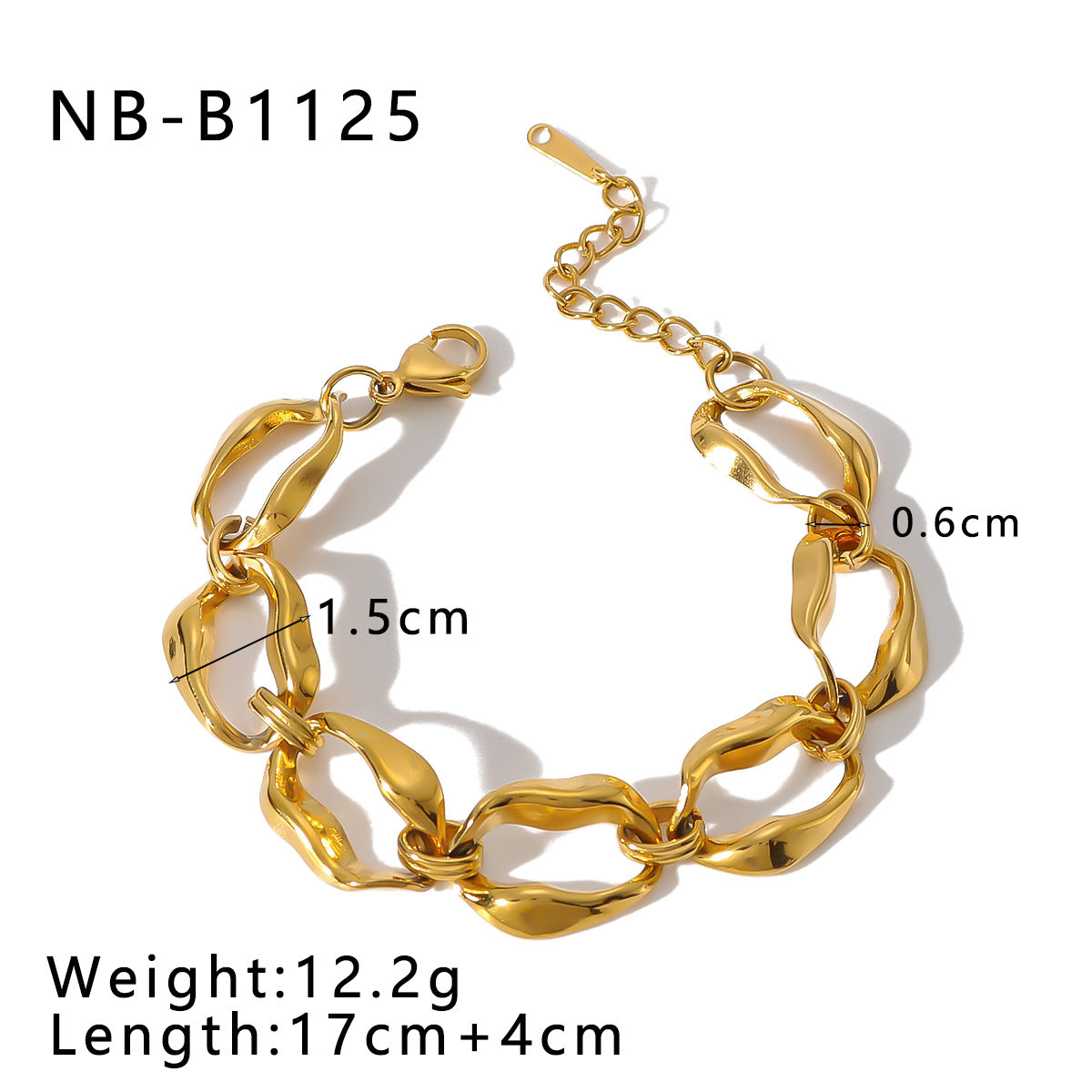 Minimalist Geometric Stainless Steel Bracelet with 18K Gold Plating for Women