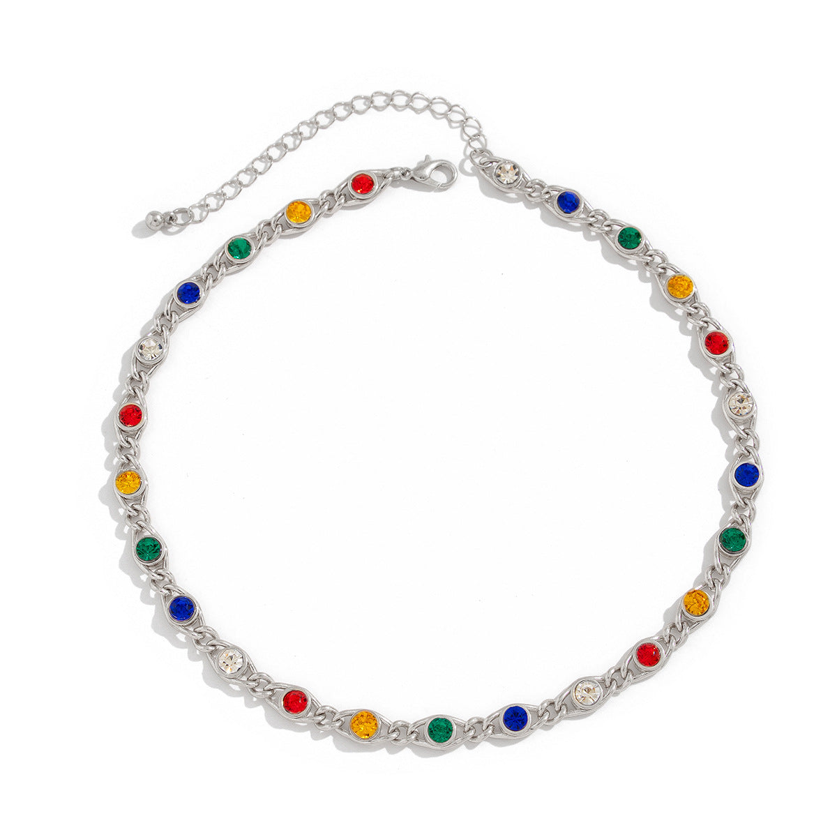 Sweet Geometric Rhinestone Inlaid Alloy Plated Necklace for Women