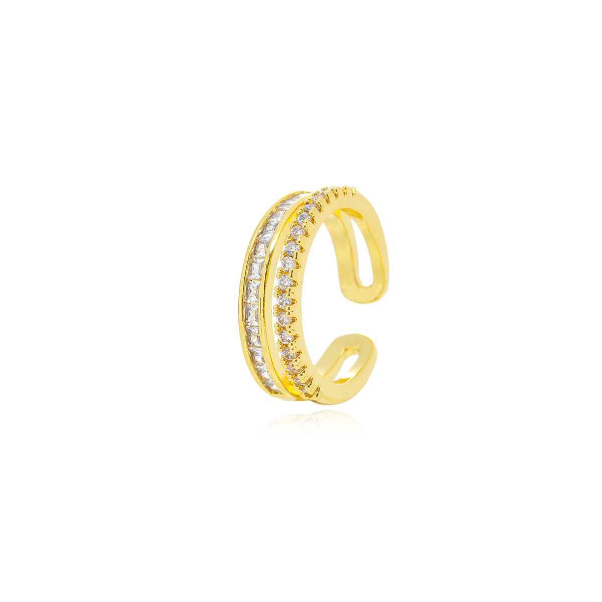 Anello Regolabile da Donna Minimalista Geometrico in Acciaio al Titanio con Finitura Placcata Sottovuoto