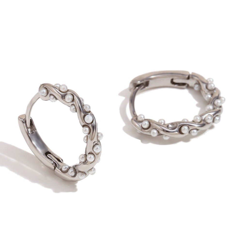 Orecchini a perno da donna minimalisti geometrici a petalo in acciaio inossidabile con placcatura in oro 18K