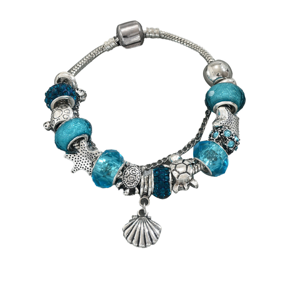 Pulsera de aleación con incrustaciones de cristal azul estilo geométrico para mujer, joyería de moda para el día a día