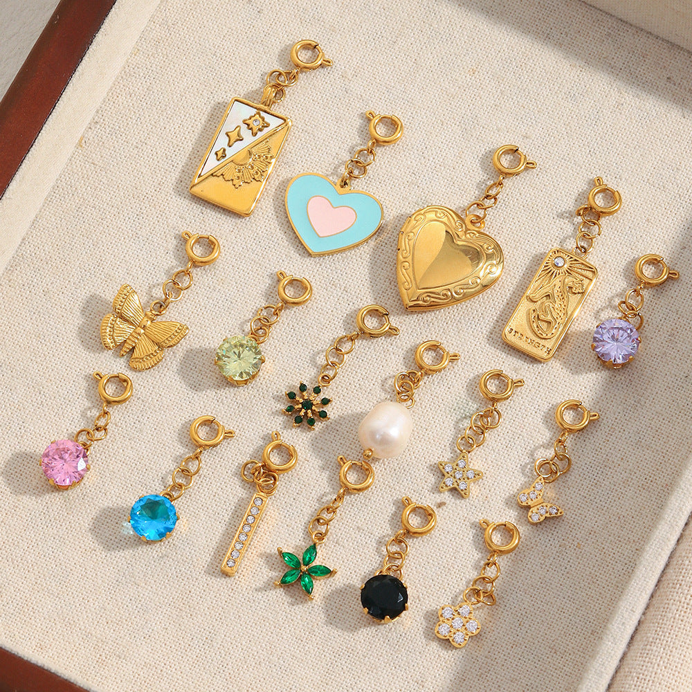 Geometric Heart Pendant with Spring Clasp in Stainless Steel Plated with 18K Gold for Fashionable Office Wear