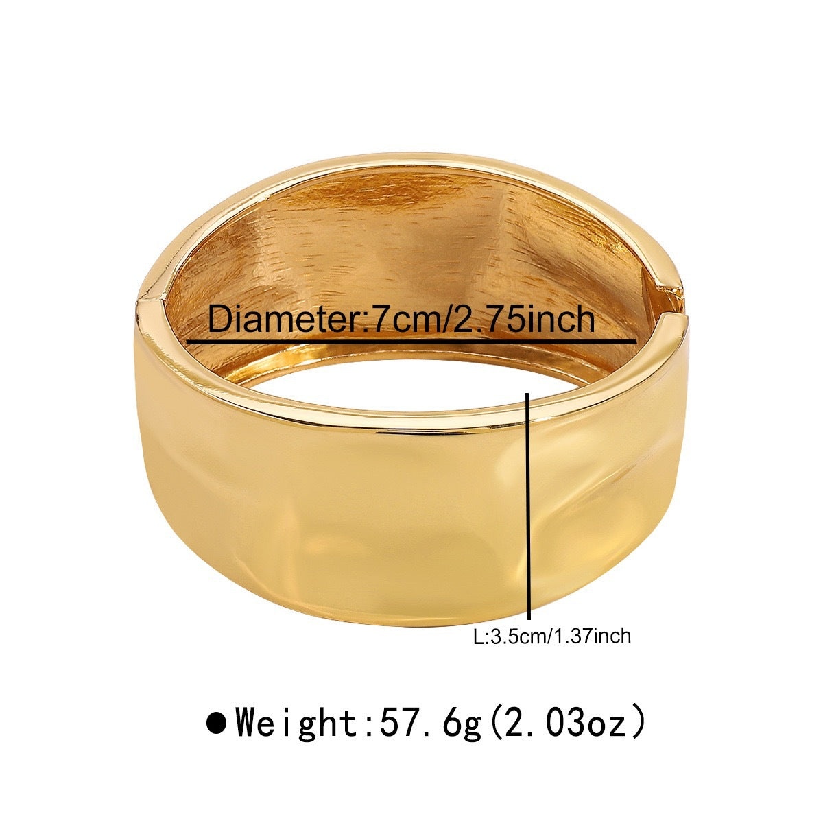 Bracciale rigido aperto in lega geometrica placcata alla moda
