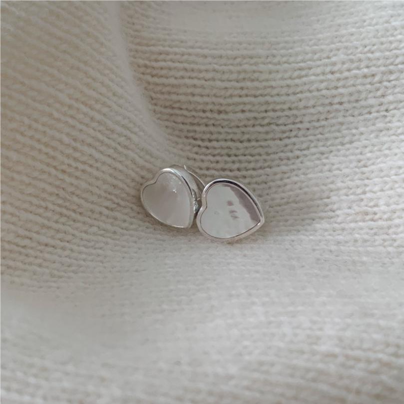 Minimalist Heart-Shaped 925 Sterling Silver Stud Earrings for Women with Gold Plating