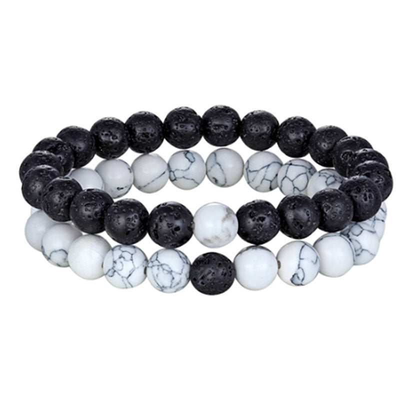Sweet Matte Geometric White Agate Tiger Eye Volcanic Stone Charm Bar Unisex Handmade