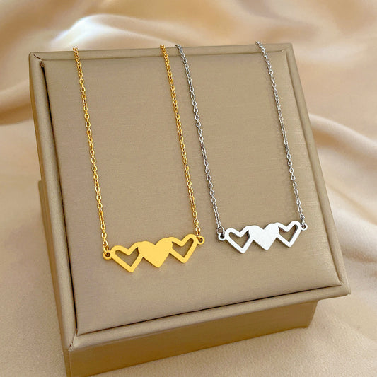 Collar con colgante de corazón minimalista de acero de titanio para mujeres y hombres con cadena ajustable bañada en oro