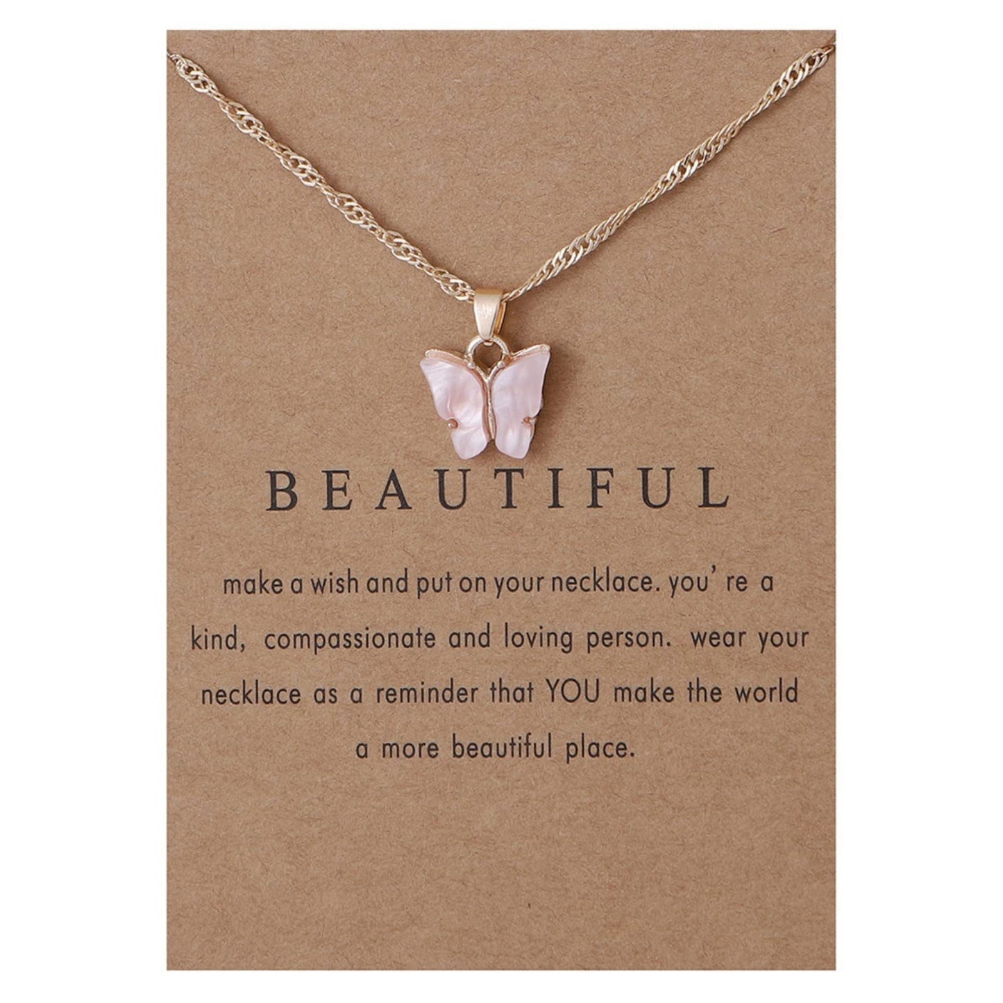 Sweet Minimalist Butterfly Acrylic Pendant Necklace for Women