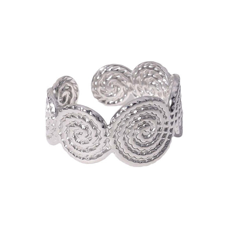 Vintage Geometric Open-Style Titanium Steel Ring for Women with Plated Finish, Non-Fading Stainless Steel Index Finger Band
