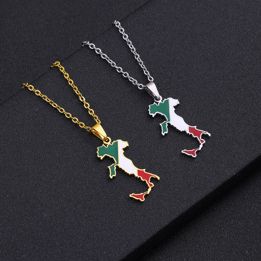 Minimalist Geometric Stainless Steel Pendant Necklace with Enamel Finish for Women and Men