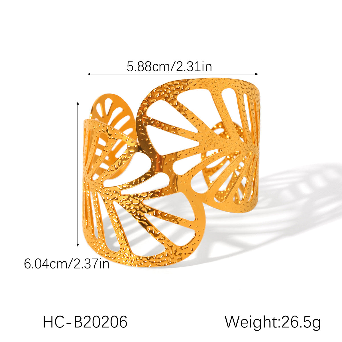 Bracciale rigido minimalista da donna con fiocco e apertura, in acciaio inossidabile placcato oro 18K