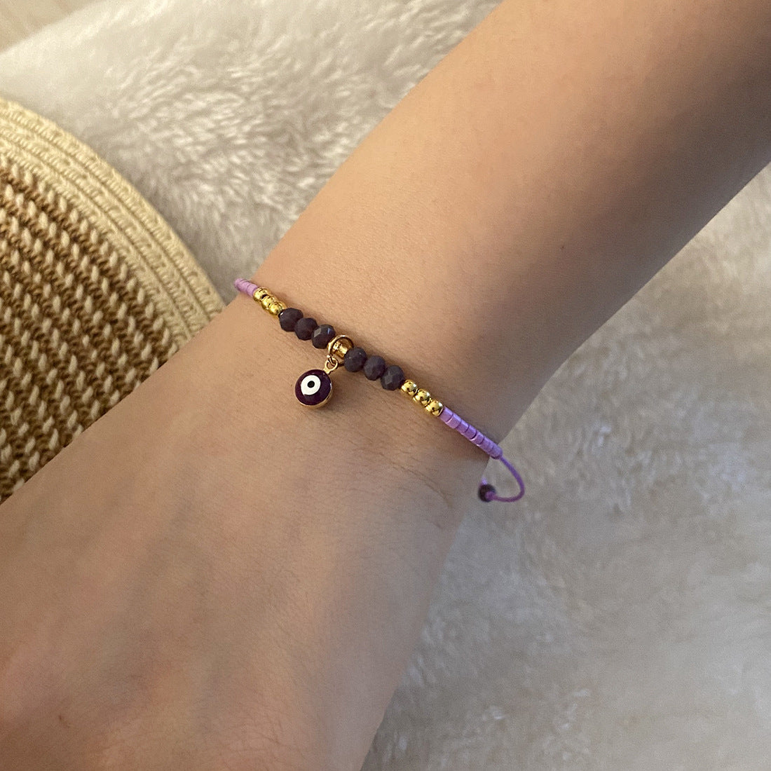 Unique Eye-Shaped Crystal Braided Bracelet for Women with Handmade Craftsmanship