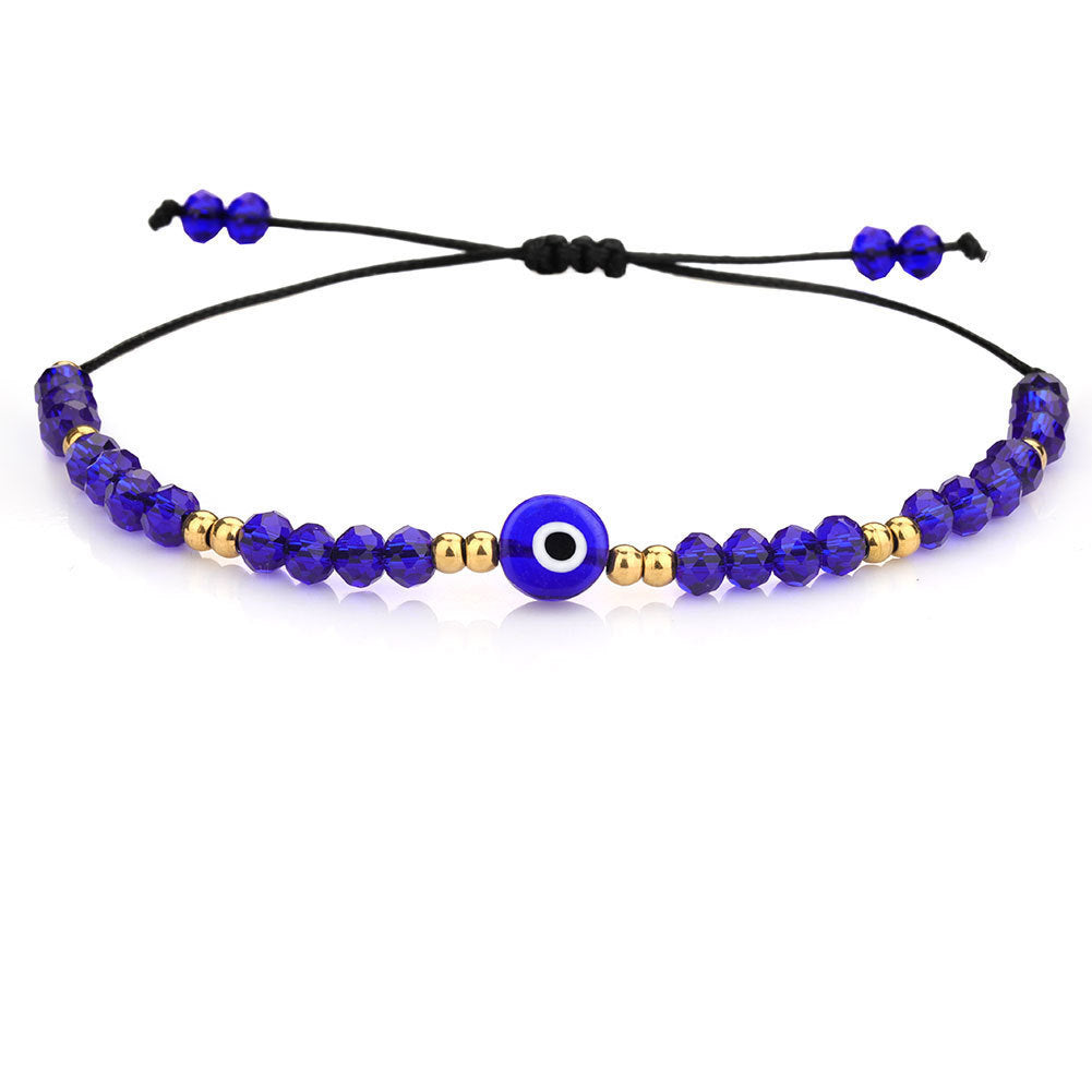 Evil Eye Heart Crystal Beaded Bracelet Stainless Steel Plated Women's Jewelry