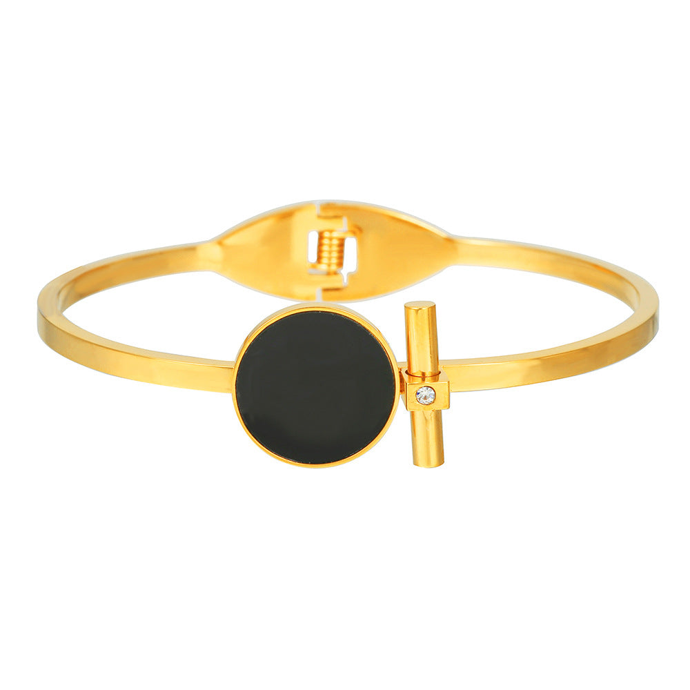 Minimalist Round Geometric Plated Stainless Steel Cuff Bracelet Unisex