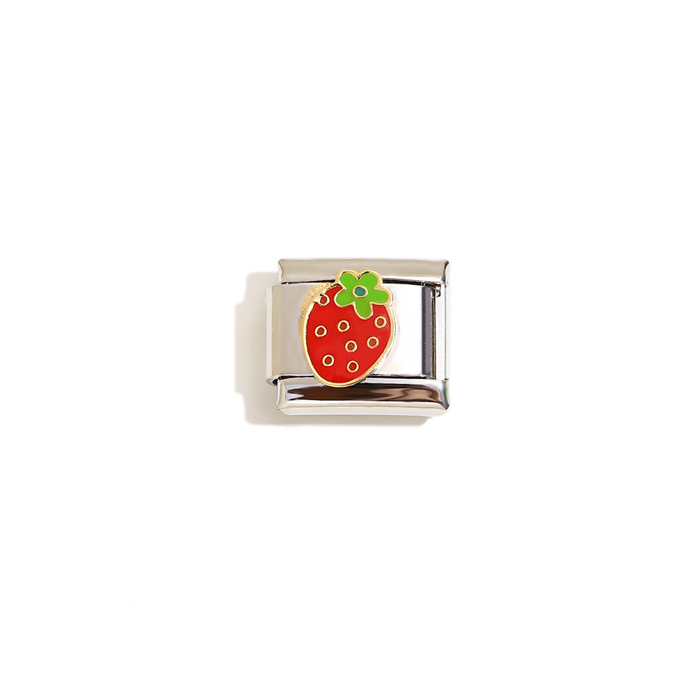 Elegant 18K Gold Plated Drip Oil Square Stainless Steel Charm Bar for Women