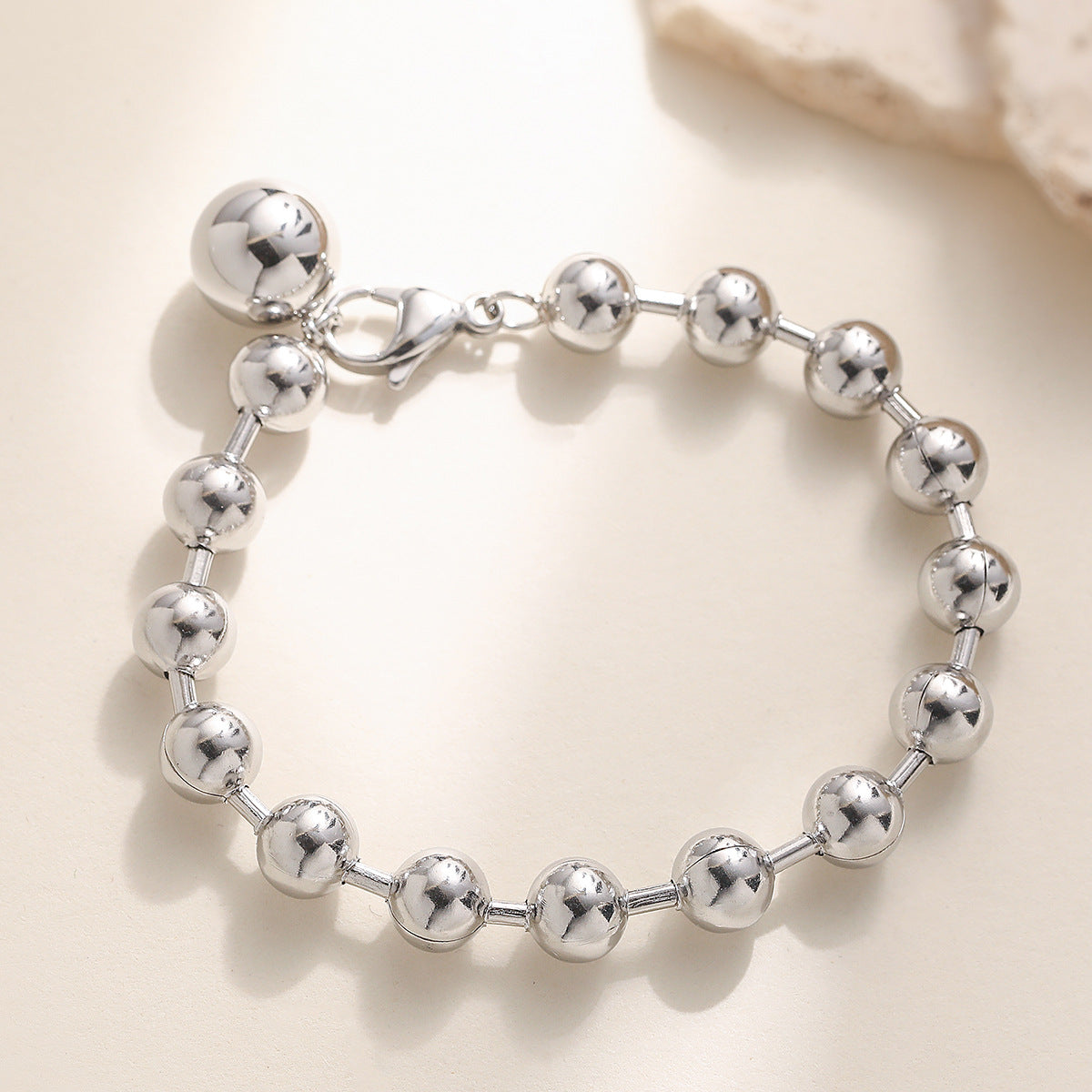Minimalist 18K Gold Plated Geometric Ball Chain Bracelet for Women