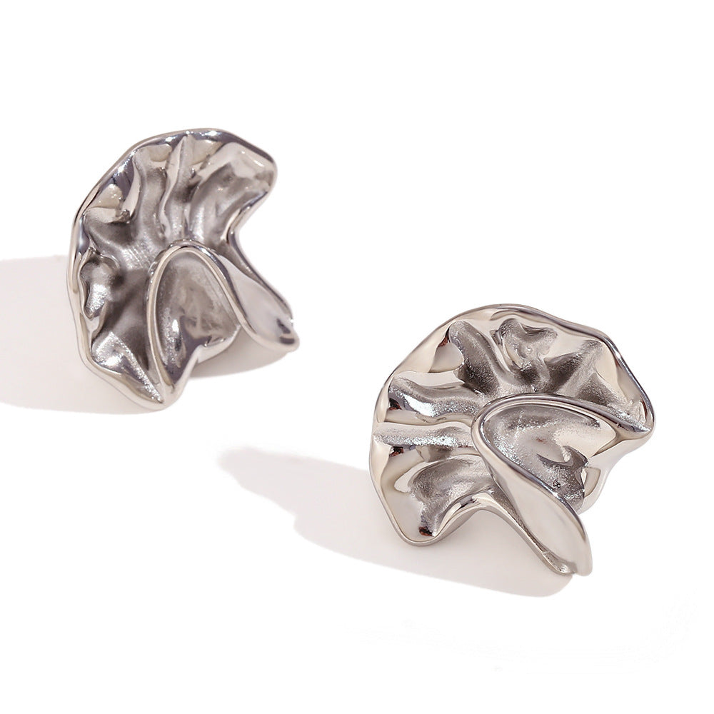 Vintage-Inspired Irregular Geometric Stainless Steel Ear Studs with 18K Gold Plating for Women