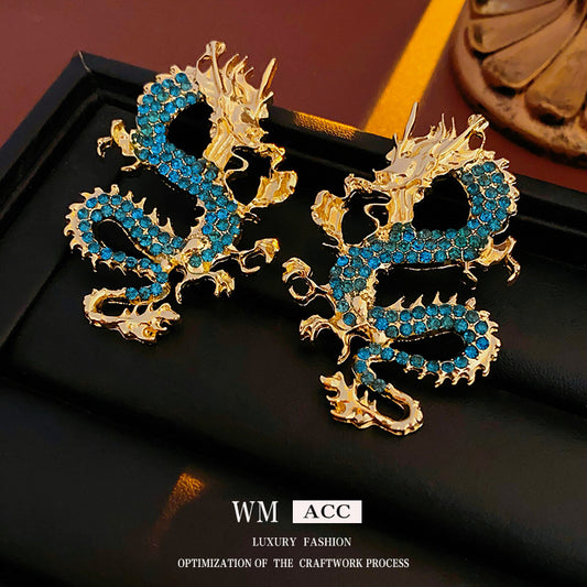 Orecchini a clip per osso dell'orecchio a forma di drago in zirconia alla moda, da donna, in acciaio inossidabile placcato oro vero, senza piercing