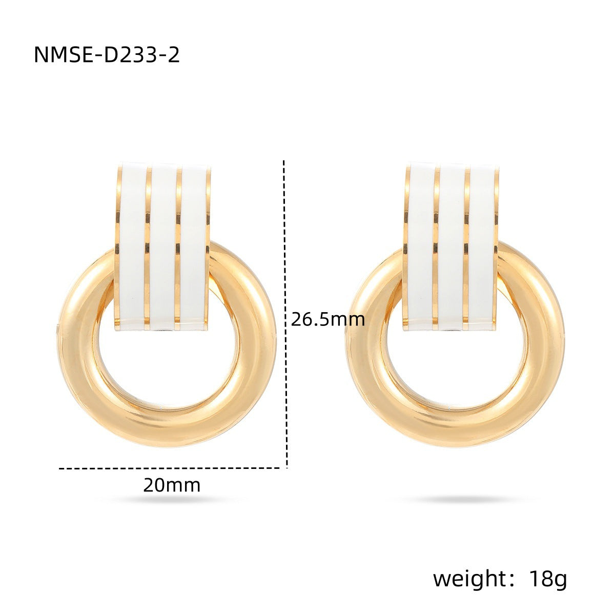 Pendientes minimalistas de acero de titanio geométricos con detalle de raya de esmalte para mujer