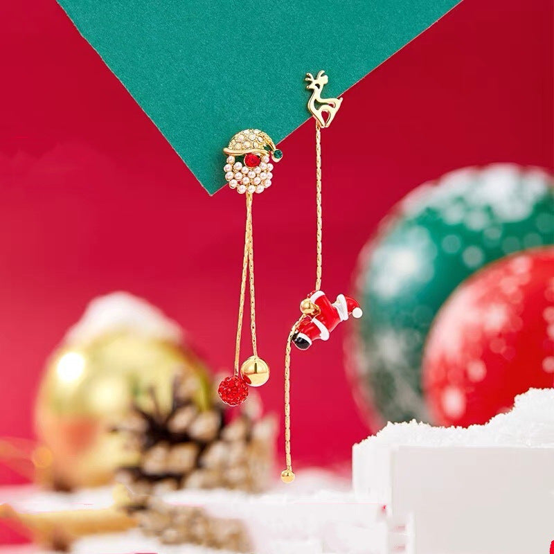 Minimalist Star-Shaped Alloy Christmas Tree and Snowman Dangle Earrings for Women with Electroplated Finish