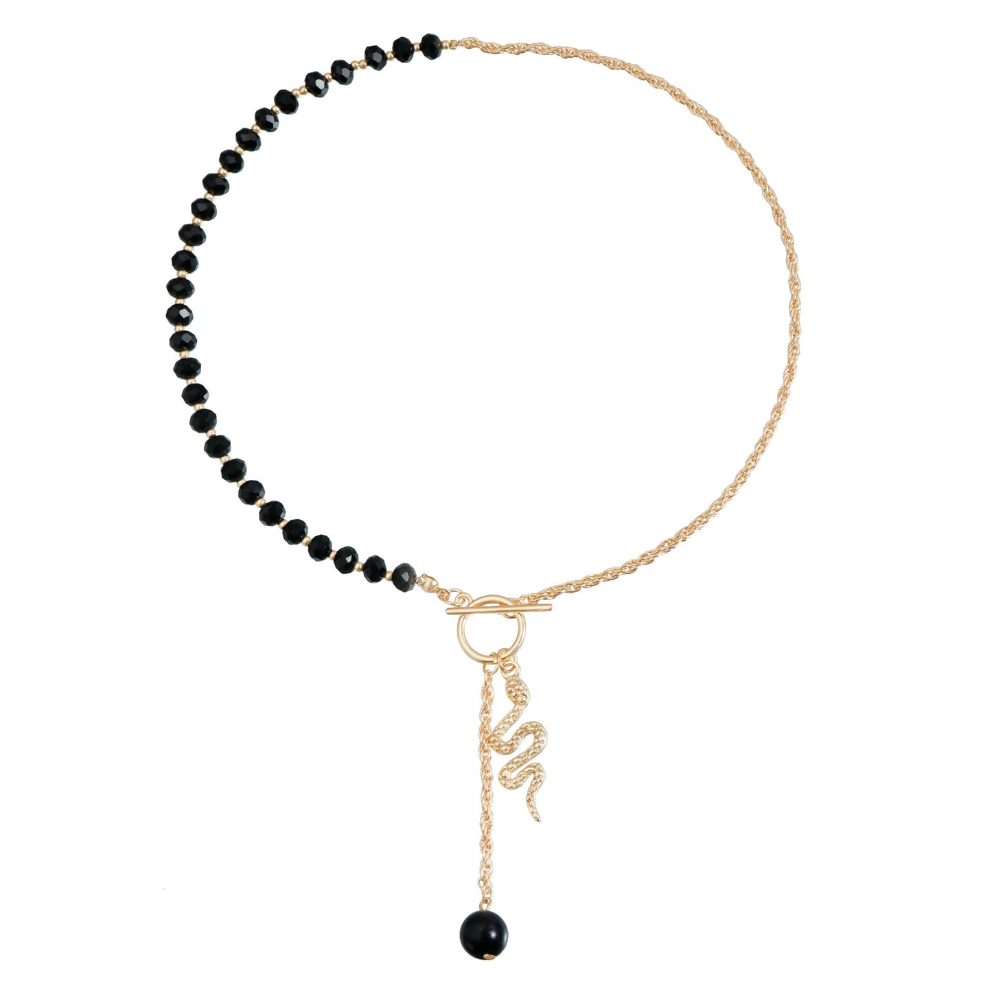 Vintage Snake-Shaped Alloy Pendant Necklace with Plated Finish for Women Locket Chain